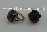 NGR2103 10*15mm faceted oval amethyst gemstone rings wholesale