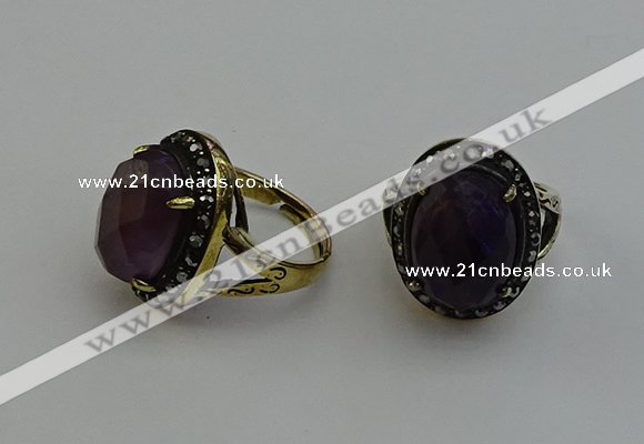 NGR2103 10*15mm faceted oval amethyst gemstone rings wholesale