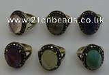 NGR2118 10*15mm faceted oval mixed gemstone rings wholesale