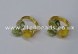 NGR212 5*8mm - 6*10mm freeform druzy agate & peridot rings wholesale