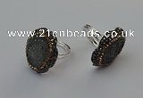 NGR2130 22*28mm - 22*30mm flower plated druzy agate rings