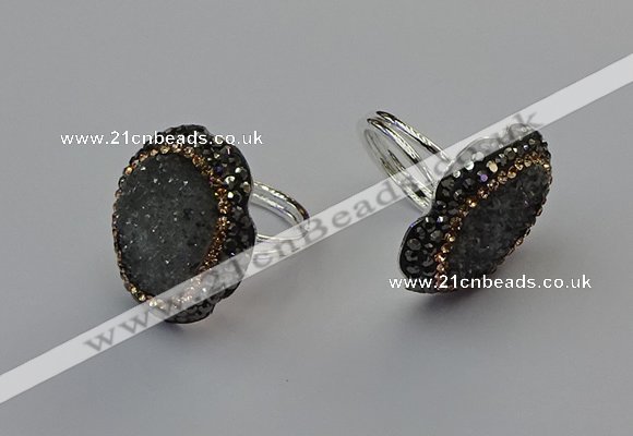 NGR2130 22*28mm - 22*30mm flower plated druzy agate rings