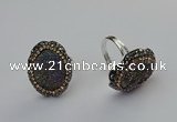 NGR2132 22*28mm - 22*30mm flower plated druzy agate rings