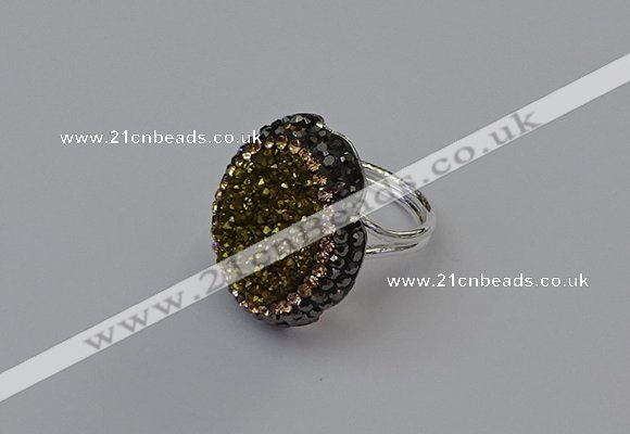 NGR2135 22*28mm - 22*30mm flower plated druzy agate rings