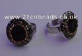 NGR2139 20mm - 22mm coin plated druzy agate gemstone rings