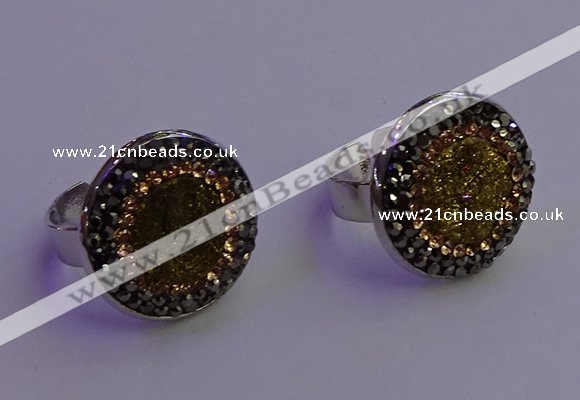 NGR2140 20mm - 22mm coin plated druzy agate gemstone rings