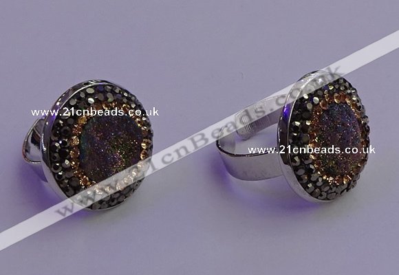 NGR2141 20mm - 22mm coin plated druzy agate gemstone rings