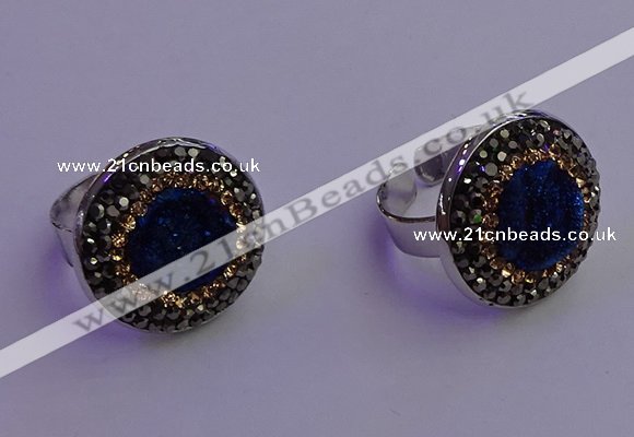 NGR2142 20mm - 22mm coin plated druzy agate gemstone rings