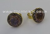 NGR2144 20mm - 22mm coin plated druzy agate rings wholesale