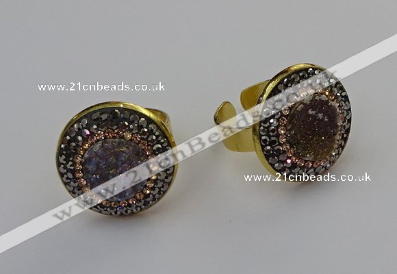 NGR2144 20mm - 22mm coin plated druzy agate rings wholesale