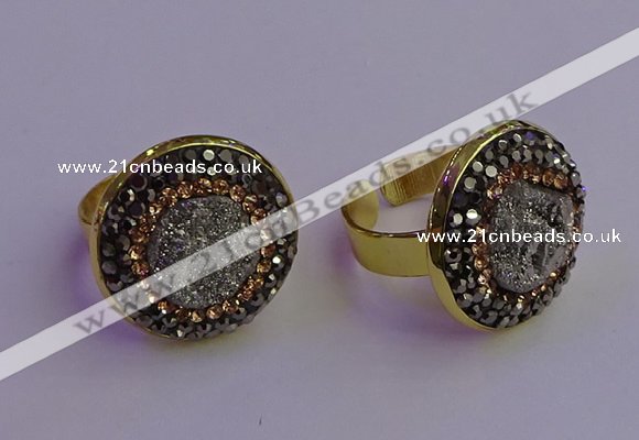 NGR2145 20mm - 22mm coin plated druzy agate gemstone rings