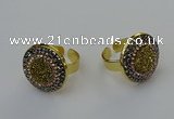 NGR2148 20mm - 22mm coin plated druzy agate rings wholesale