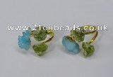 NGR215 5*8mm - 6*10mm freeform druzy agate & peridot rings wholesale