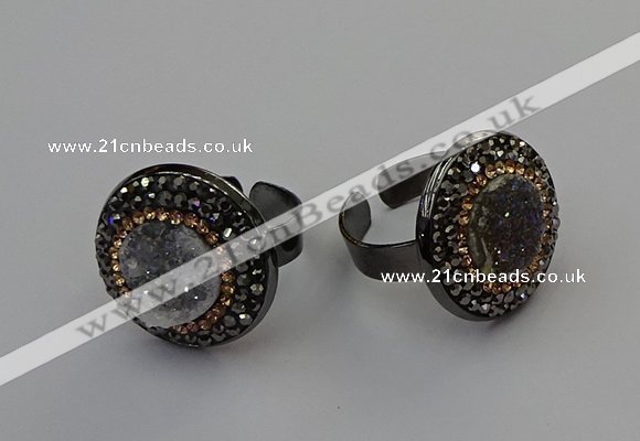 NGR2152 20mm - 22mm coin plated druzy agate rings wholesale