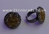 NGR2156 20mm - 22mm coin plated druzy agate gemstone rings