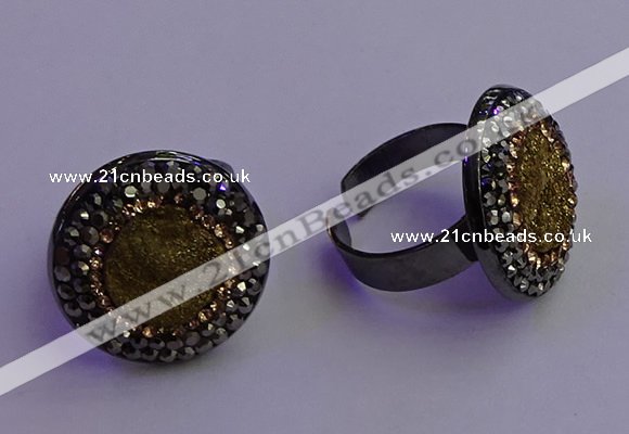 NGR2156 20mm - 22mm coin plated druzy agate gemstone rings