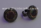 NGR2158 20mm - 22mm coin plated druzy agate gemstone rings