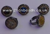 NGR2160 20mm - 22mm coin plated druzy agate gemstone rings