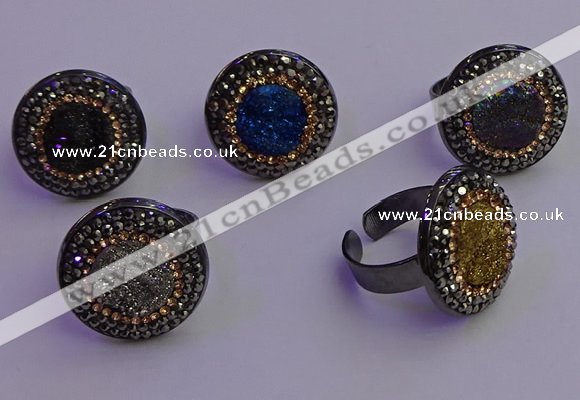 NGR2160 20mm - 22mm coin plated druzy agate gemstone rings