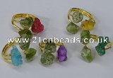 NGR217 5*8mm - 6*10mm freeform druzy agate & peridot rings wholesale