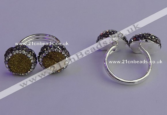 NGR2175 12mm - 14mm coin plated druzy agate rings wholesale