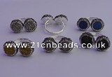 NGR2179 12mm - 14mm coin plated druzy agate rings wholesale