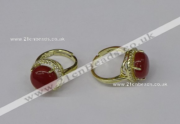 NGR224 12mm flat round agate gemstone rings wholesale