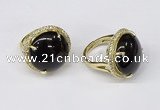 NGR238 20mm flat round agate gemstone rings wholesale