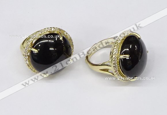 NGR238 20mm flat round agate gemstone rings wholesale