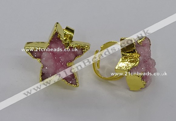 NGR283 25*25mm - 30*30mm star druzy agate gemstone rings