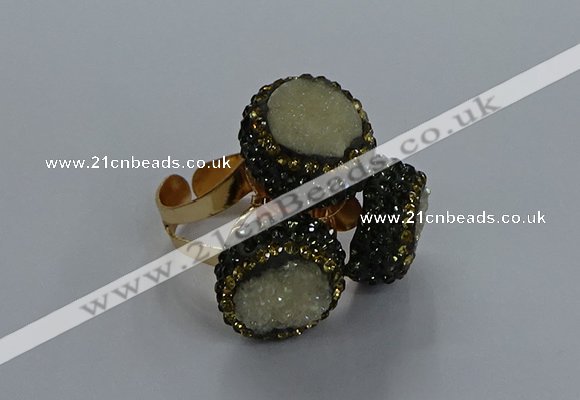 NGR290 14mm - 16mm coin plated druzy agate gemstone rings