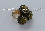NGR293 14mm - 16mm coin plated druzy agate gemstone rings