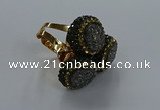 NGR294 14mm - 16mm coin plated druzy agate gemstone rings