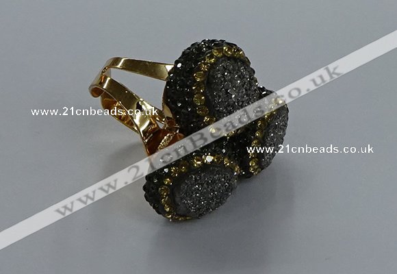 NGR294 14mm - 16mm coin plated druzy agate gemstone rings