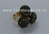 NGR296 14mm - 16mm coin plated druzy agate gemstone rings