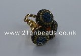 NGR297 14mm - 16mm coin plated druzy agate gemstone rings