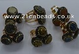 NGR299 14mm - 16mm coin plated druzy agate gemstone rings