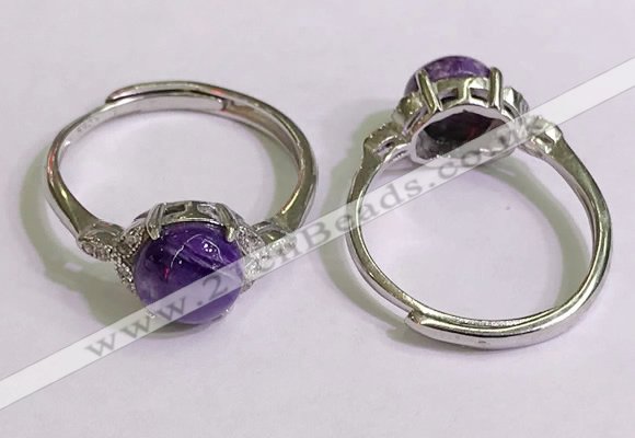 NGR3001 925 sterling silver with 8mm flat  round charoite rings