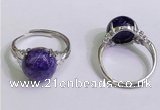 NGR3007 925 sterling silver with 12mm flat  round charoite rings