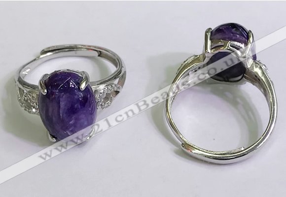 NGR3027 925 sterling silver with 10*14mm oval charoite rings