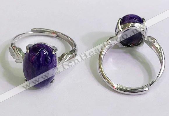 NGR3028 925 sterling silver with 10*14mm oval charoite rings