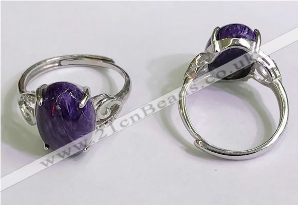 NGR3029 925 sterling silver with 10*14mm oval charoite rings