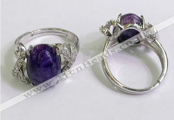 NGR3031 925 sterling silver with 10*14mm oval charoite rings