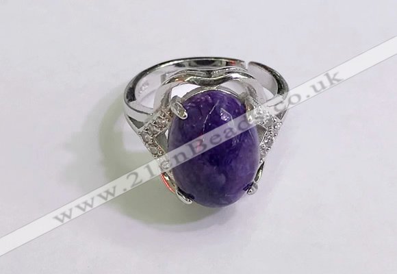 NGR3032 925 sterling silver with 10*14mm oval charoite rings