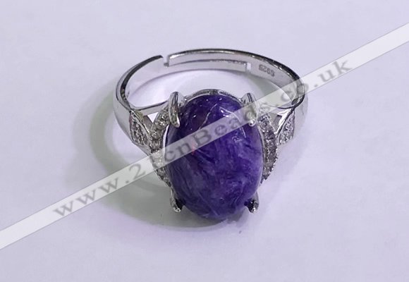 NGR3033 925 sterling silver with 10*14mm oval charoite rings