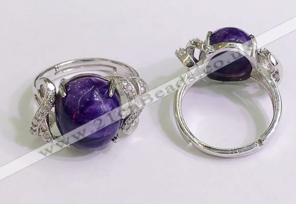 NGR3039 925 sterling silver with 12*14mm oval charoite rings