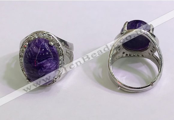 NGR3045 925 sterling silver with 12*16mm oval charoite rings