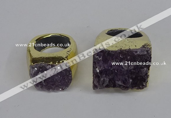 NGR311 25*40mm - 30*35mm freeform druzy amethyst gemstone rings