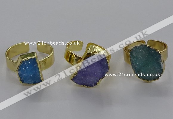 NGR315 10*14mm - 13*18mm freeform druzy agate gemstone rings