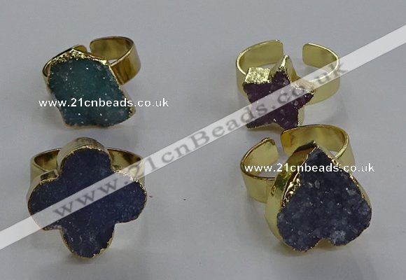 NGR323 10*14mm - 18*20mm freeform druzy agate gemstone rings